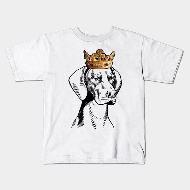 German Shorthaired Pointer Dog King Queen Wearing Crown Kids T-Shirt by millersye